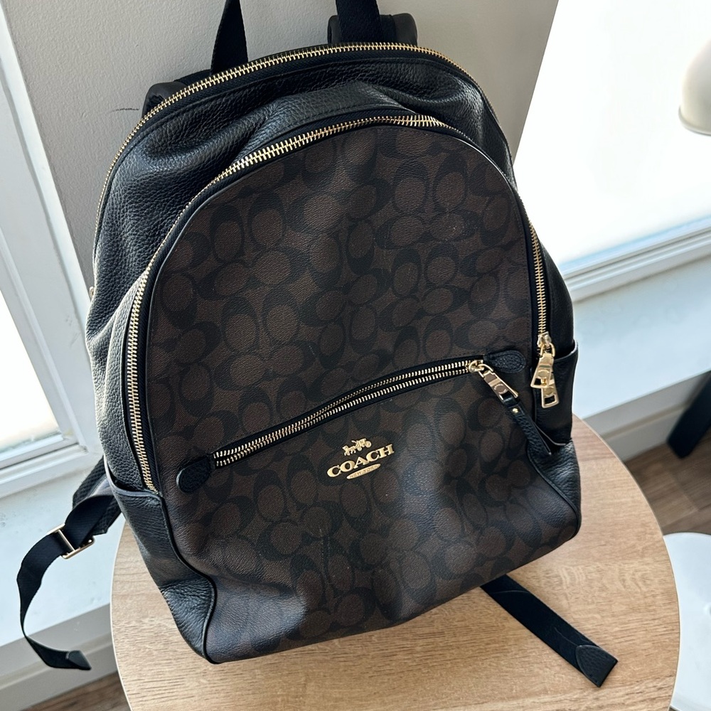 Coach Signature Black and Brown Backpack